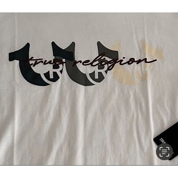 True Religion Multi Logo Tee Shirt Short Sleeve Men's Size 2XL White Multi NEW - Picture 4 of 4